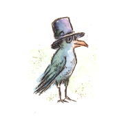 Druckgrafik  Kaltnadelradierung   Vogelhochzeit  Titel : Bräutigam  -  hier zum Vollbild klicken 